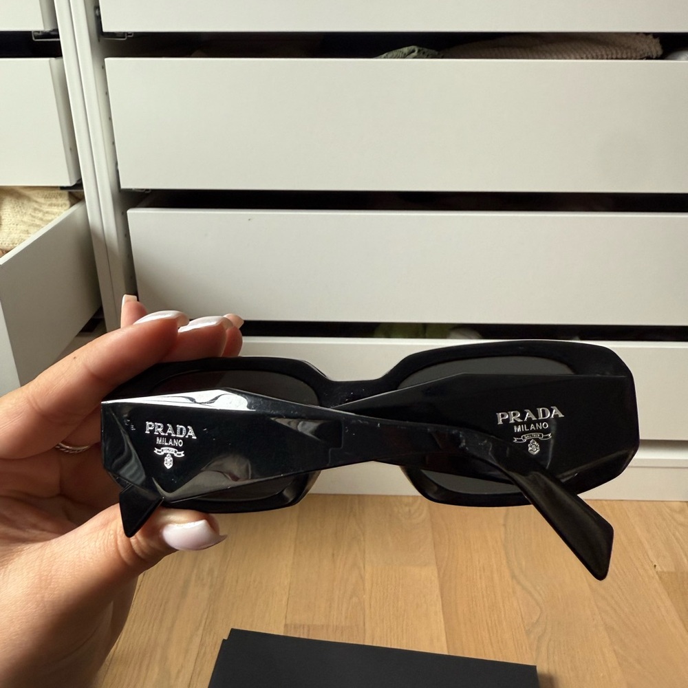 Prada Black Rectangular Slim Frame Sunglasses - image 3